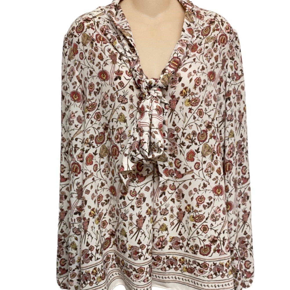 New Max Studio floral ivy long sleeve‎ tie top large MSRP $88.